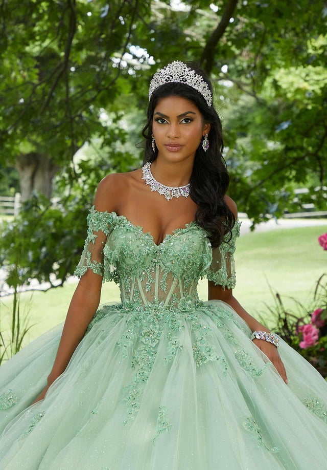 slim fit dress slacks Off Shoulder Sleeveless Beaded Gold Appliques Dark Green Quinceanera Dress for Sweet 16 WQ1371 As Pic / 2 main image 0